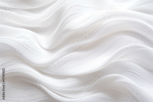 Woven Dream: Soft Waves on White Cloth Abstract Background