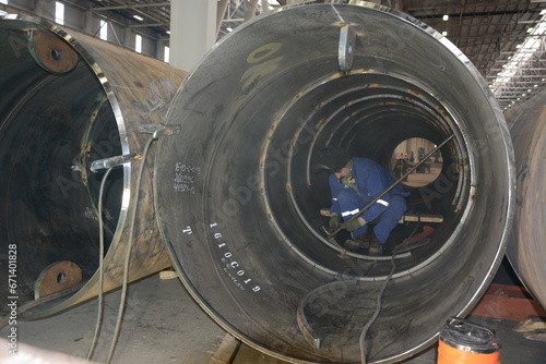 Large diameter steel pipe plant, Steel pipe manufacturing, Steel pipes for drilling oil and water photo