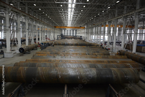 Large diameter steel pipe plant, Steel pipe manufacturing, Steel pipes for drilling oil and water photo