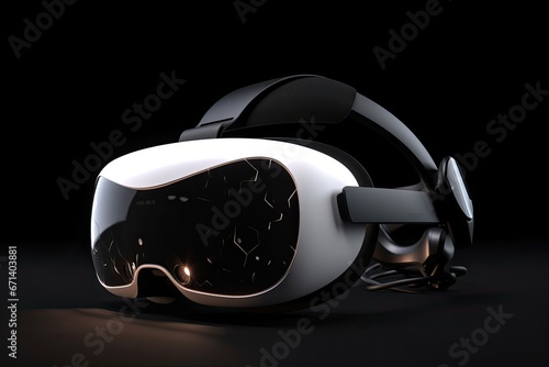 High-tech VR headset, modern design, reflecting the user's excited expression, futuristic digital environment within the visor VR, 3D Modeling and Rendering