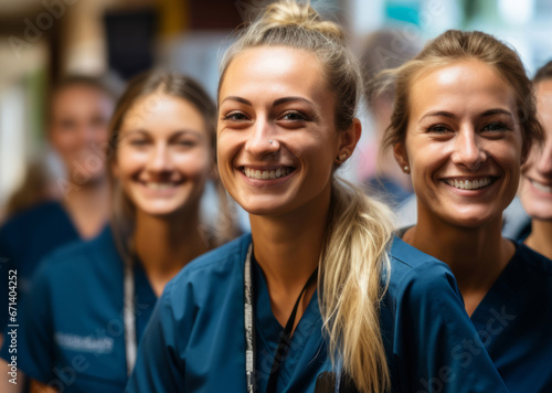 Close-up of group of nurses smiling. Medical concept.