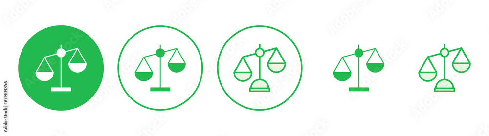 Scales icon set. Weight scale icon. Law scale icon. Justice Scales icon set. Weight scale icon. Law scale icon. Justice