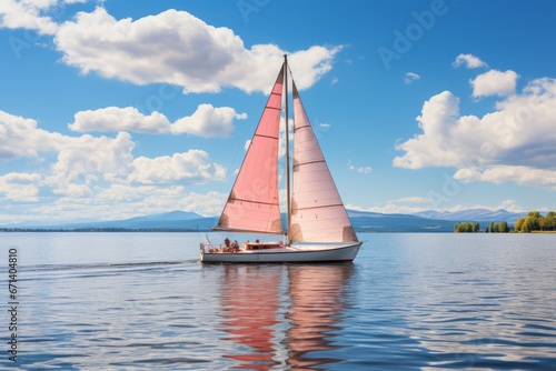 Sailboat on a tranquil lake serene and calming leisure