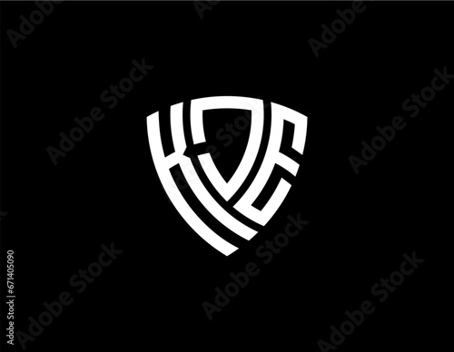 KJE creative letter shield logo design vector icon illustration