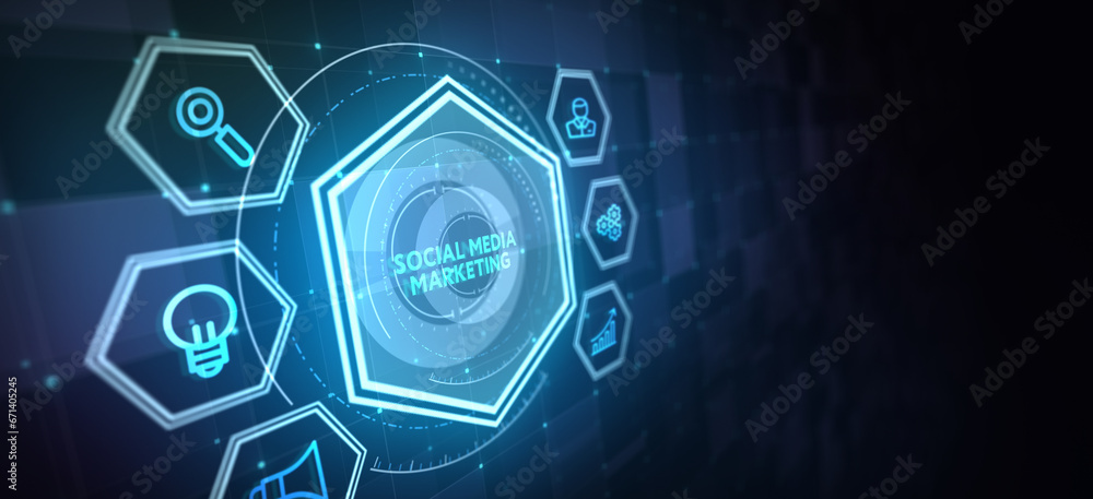 Business, Technology, Internet and network concept. SMM Social Media Marketing. 3d illustration Business, Technology, Internet and network concept. SMM Social Media Marketing. 3d illustration