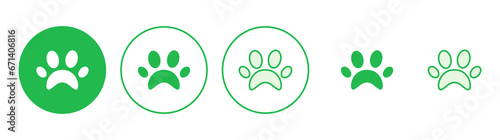 Paw icon set. paw print icon vector. dog or cat paw