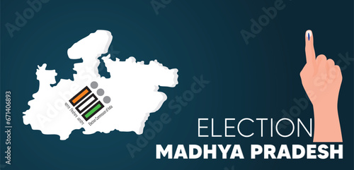 Madhya Pradesh Legislative election Indian state with geographical map vector poster