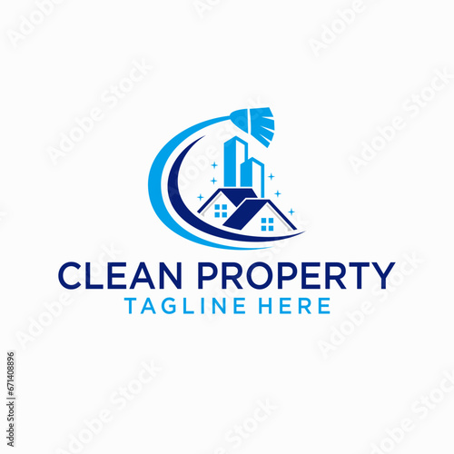 House Cleaning Logo, Cleaning Service Logo, house residential commercial cleaning logo design vector icon symbol template