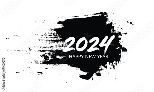 happy new year 2024 abstract brush design. perfect for branding, banner, poster, cover, templates.