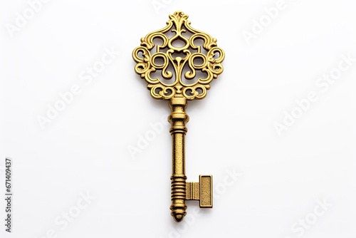 Wallpaper Mural golden vintage skeleton key on white background  Torontodigital.ca