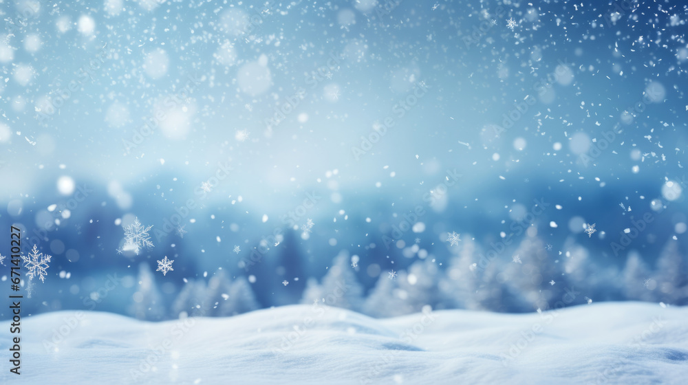 Snow and winter blurred background. Christmas bokeh background or wallpaper Snow and winter blurred background. Christmas bokeh background or wallpaper