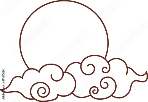 Chinese New Year 2024, the year of the Dragon, red and gold line art characters