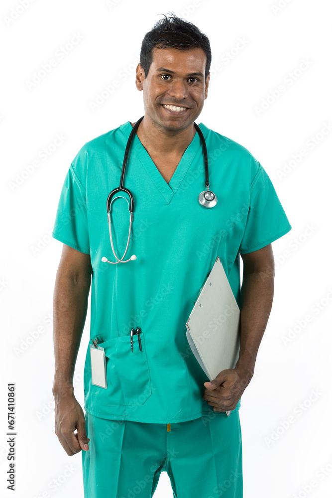 Happy Asian Doctor holding a clip board. Happy Asian Doctor holding a clip board.