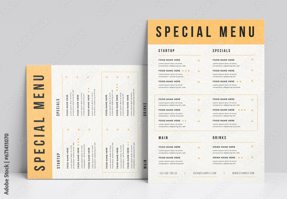 Food Menu Template Design Layout Stock Template | Adobe Stock