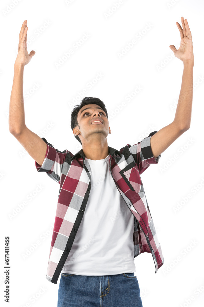 Asian man with his arms out Asian man with his arms out