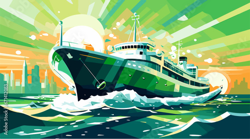 green shipping on the sea, green economy, sustainability, esg