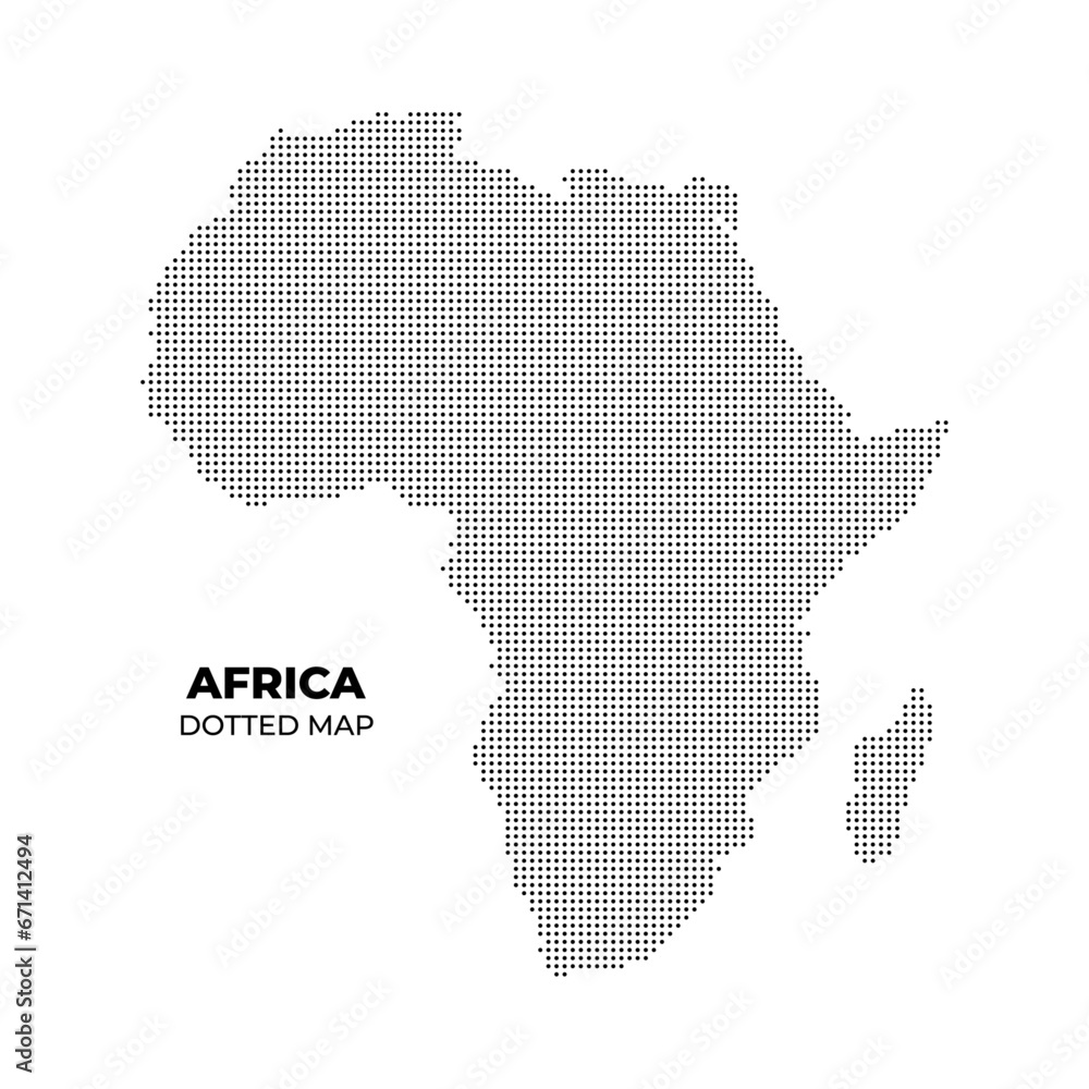black halftone dotted africa map illustration vector