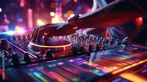 DJ controller close up view in live performance night club dance music © HN Works