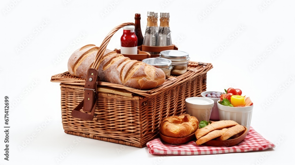 Picnic basket cut out on white background Picnic basket cut out on white background