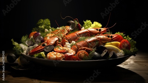 Seafood and salad