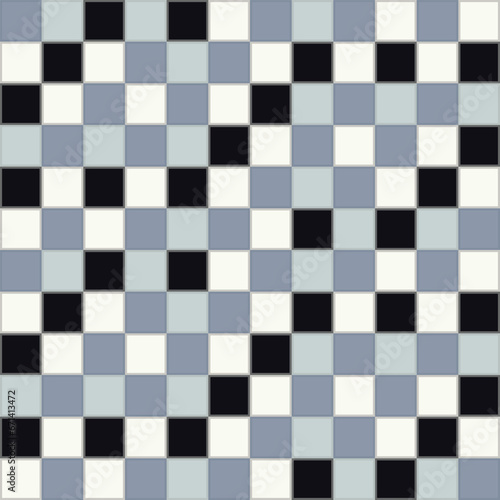 Japanese Gray Checkered Vector Seamless Pattern