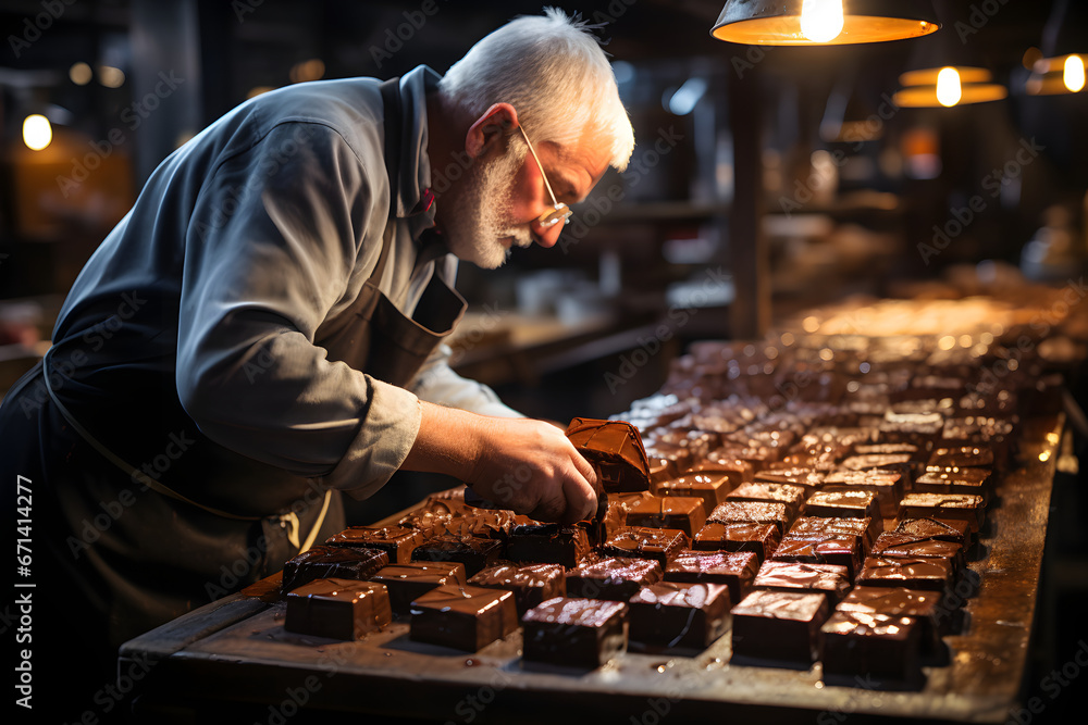 Chocolatier at work, creative process. Chocolatier at work, creative process.