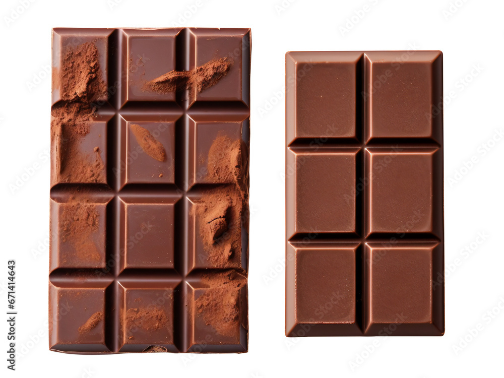 One chocolate cut in half on a transparency background - Generative AI One chocolate cut in half on a transparency background - Generative AI