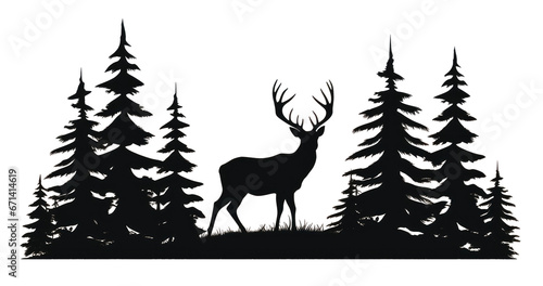 christmas tree with deer silhouette for logo