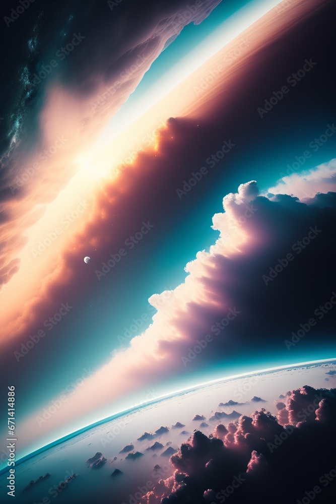 vue de l espace une planète avec des nuages