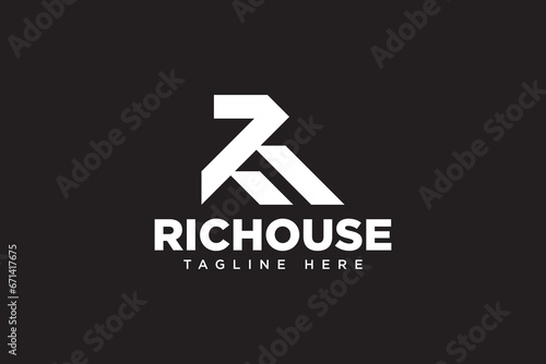 letter R RA with home shape logo design for construction, real estate, property, mortgage business