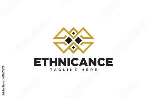 tribal ethnic with letter M W shape logo design for fashion and corporate company