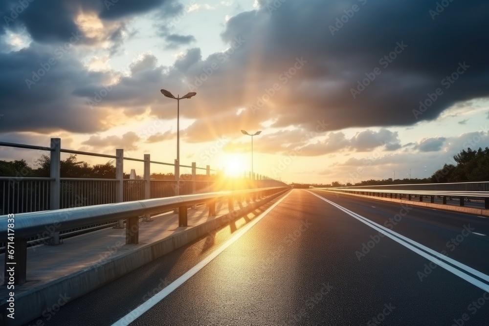 Highway traffic in sunset