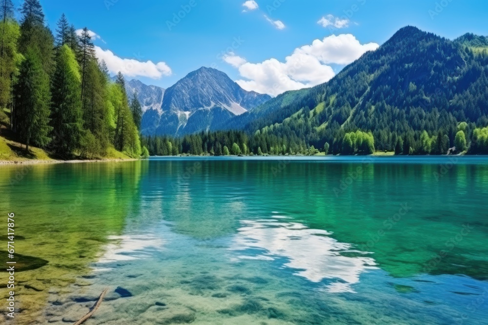 beautiful clear mountain lake