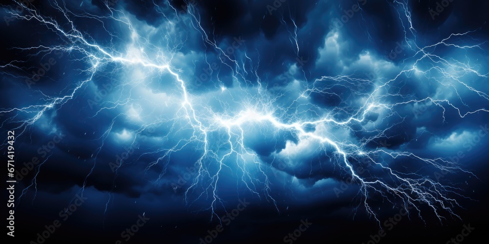 Bright lightning that lit up the dark night sky during an electrical storm. Thunderstorm concept by Generative AI Bright lightning that lit up the dark night sky during an electrical storm. Thunderstorm concept by Generative AI