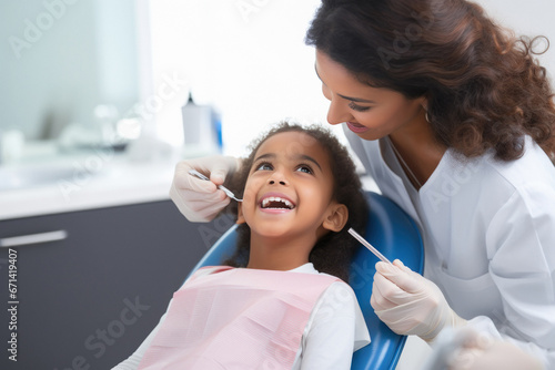 Indian girl getting dental treatment photo