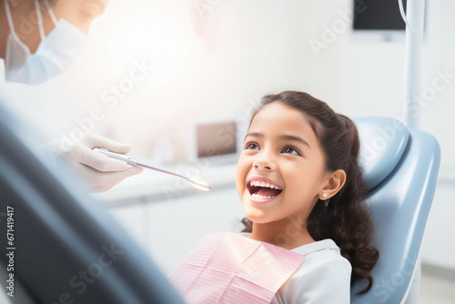 Indian girl getting dental treatment