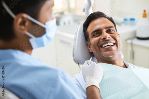 indian man getting teeth treatment