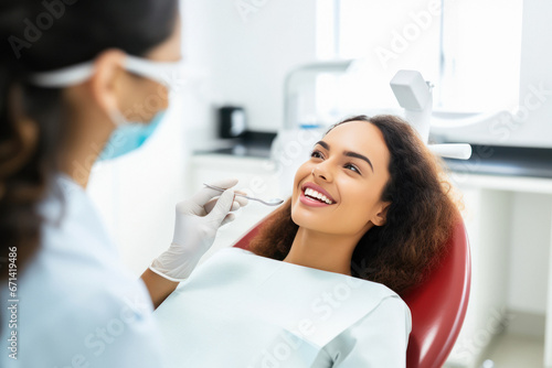 woman getting her teeth checked