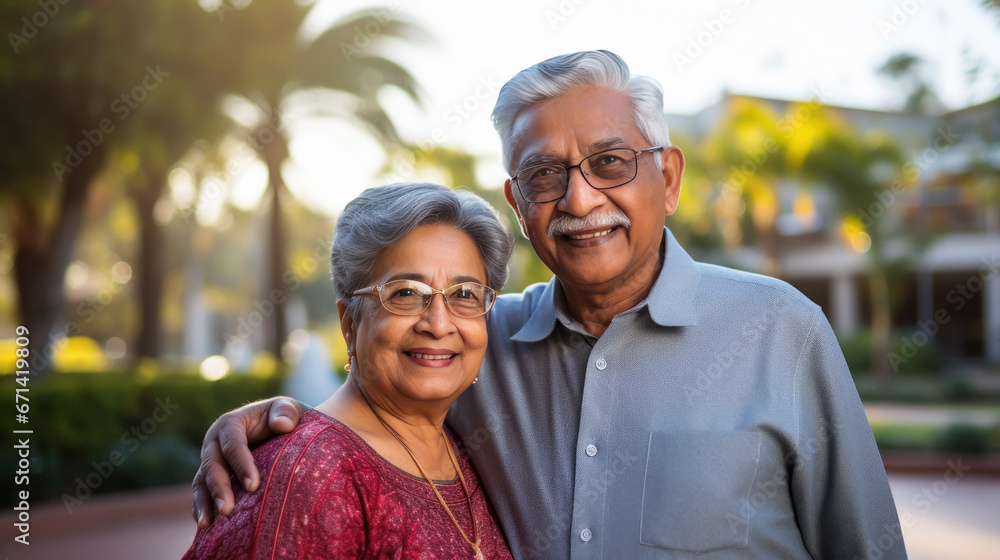Senior indian couple standing together and giving happy expression. Senior indian couple standing together and giving happy expression.