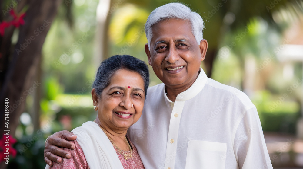 Senior indian couple standing together and giving happy expression. Senior indian couple standing together and giving happy expression.