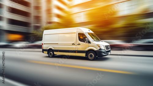 Delivery Van moving on highway © PRASANNAPIX