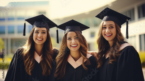 A group of girl graduates student, smiling
