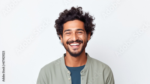 young indian happy man on white background