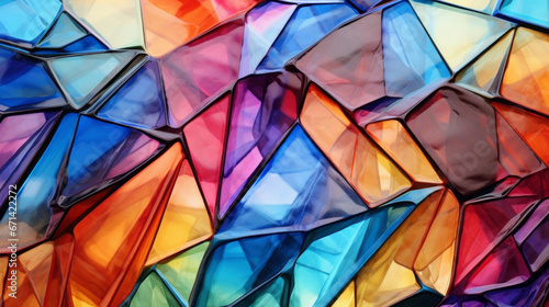 Colorful gem  glass  crystal stone design  in the style of facets  on black background