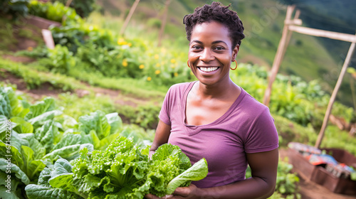 Woman learning organic vegetable farming in urban collective.
