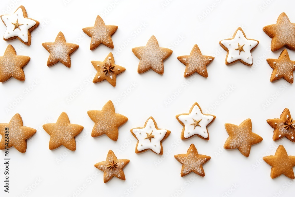 Set of christmas homemade gingerbread cookies isolated on the white background. Generative AI Set of christmas homemade gingerbread cookies isolated on the white background. Generative AI