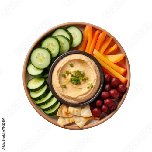 hummus and vegetable isolated on a transparent background