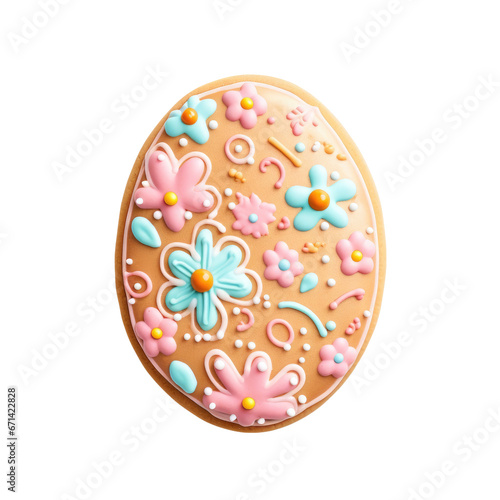 easter egg with floral pattern isolated on a transparent background