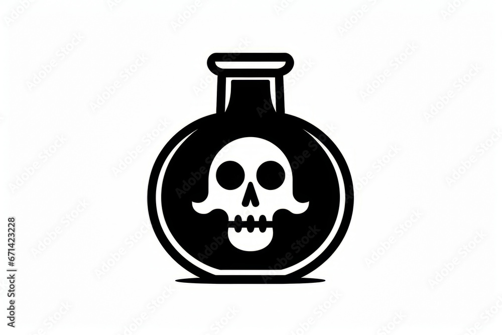 Skull in flask with skull on it. Skull in flask with skull on it.