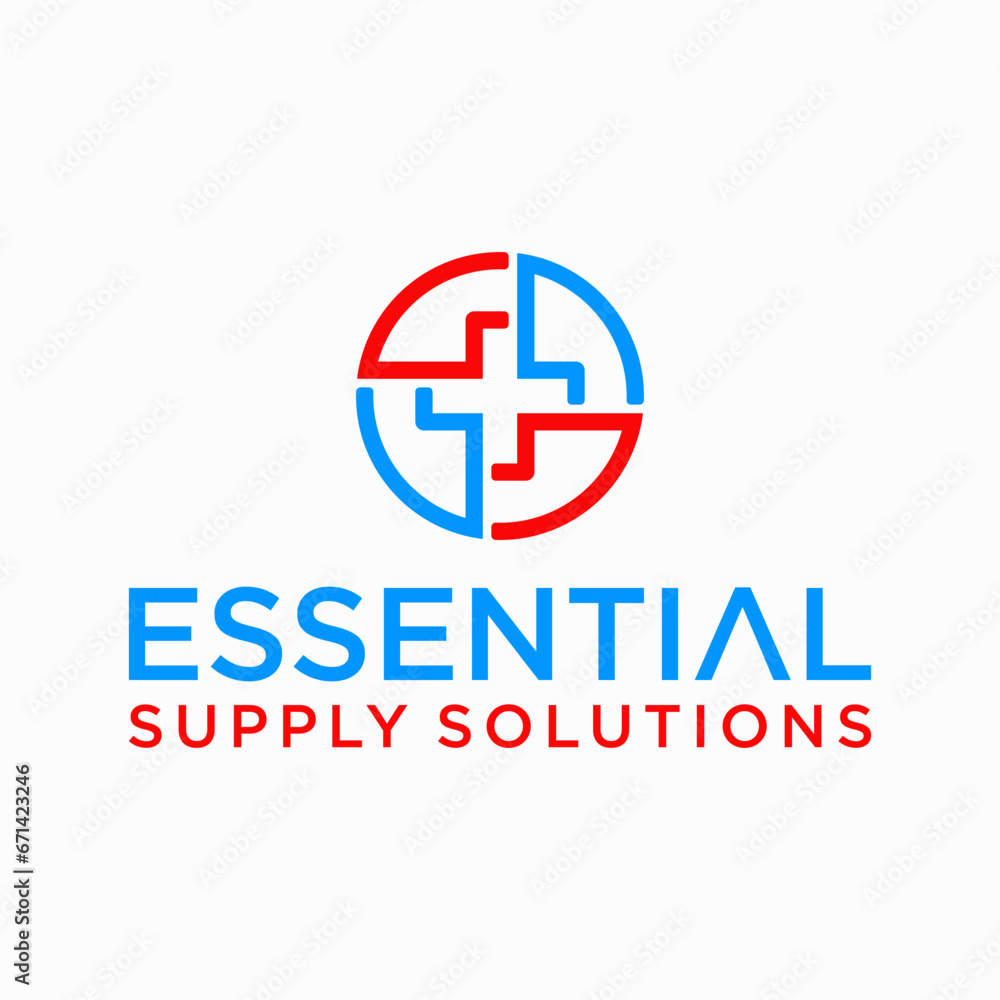 Fototapeta premium essential supply solutions medical plus logo vector recovery icon template